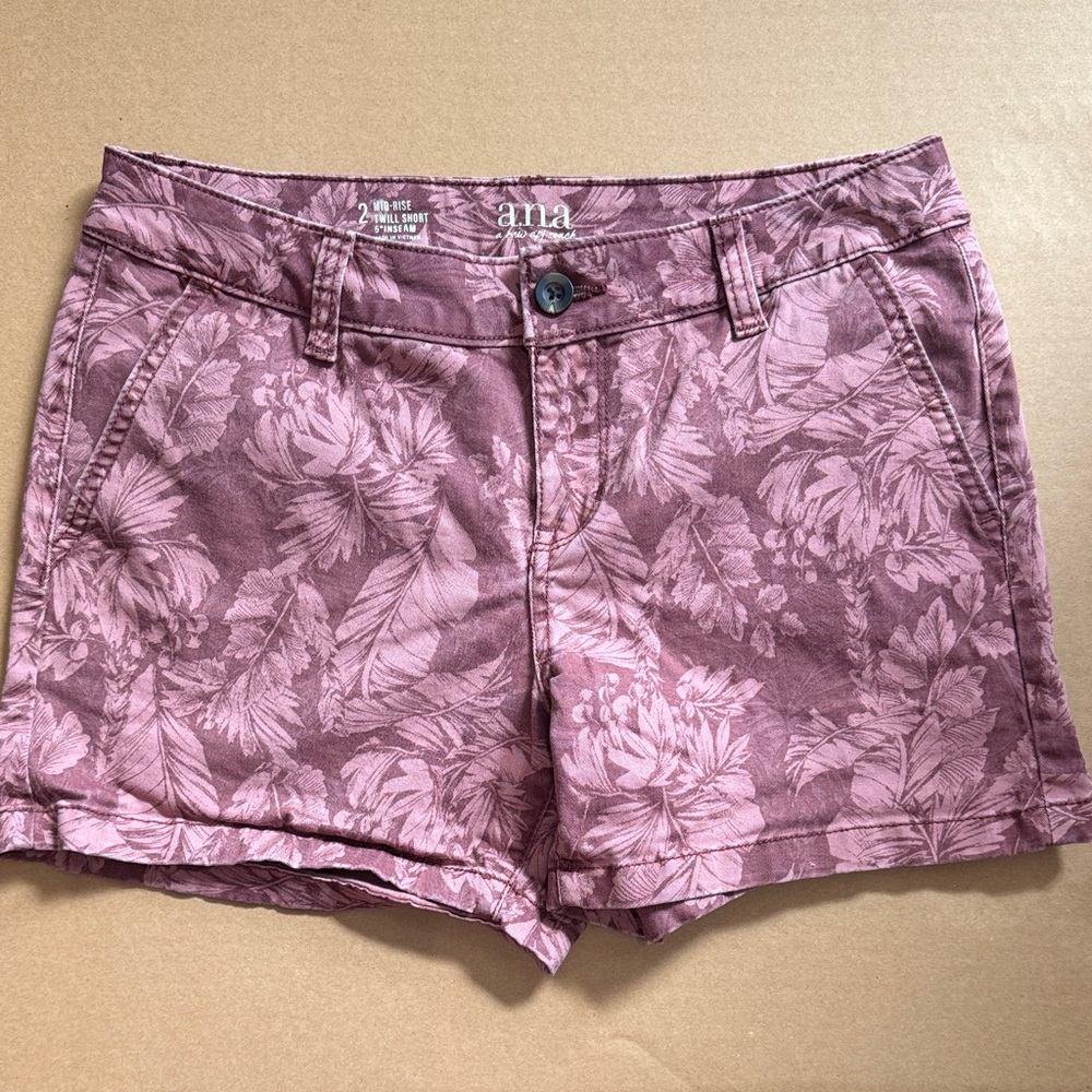 a.n.a Mauve Floral Cotton Jean Shorts for Women